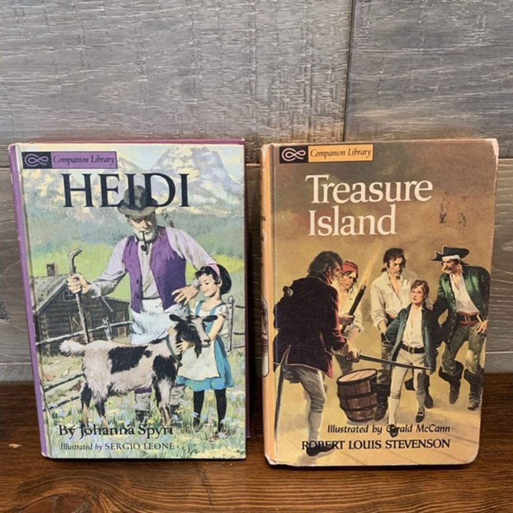 Vtg Heidi Treasure Island Companion‎ Book Lot 2 1963 HB Classroom Library YA